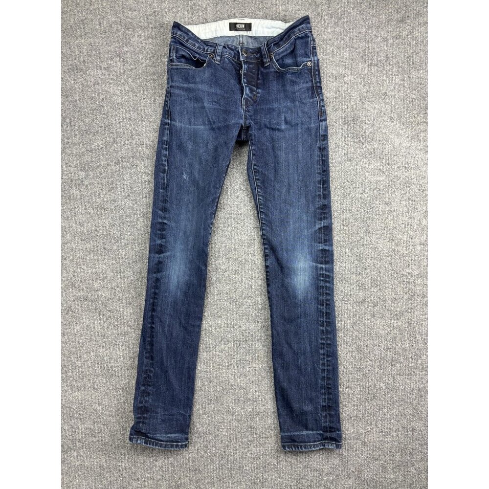 Neuw Iggy‎ Skinny Jeans Mens 28x32 Dark Wash Denim Stretch Button Fly Distressed